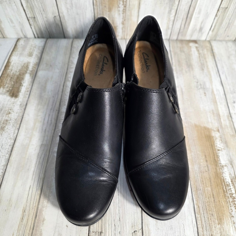 Clarks Collection Womens Black Leather Heeled Booties Shooties Size 9 M 26128442 - Picture 11 of 12